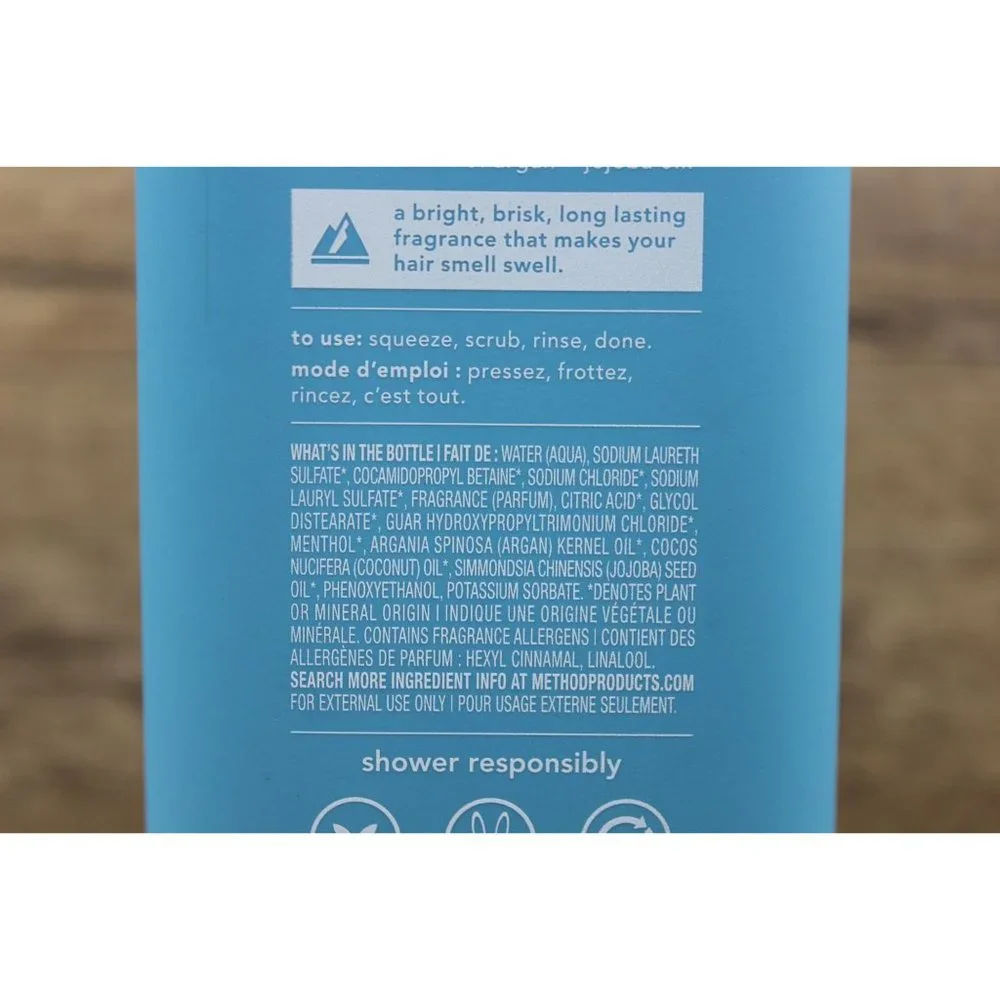 Method Men Galcier Granite 2 in 1 shampoo conditioner‎ menthol argan jojoba oils